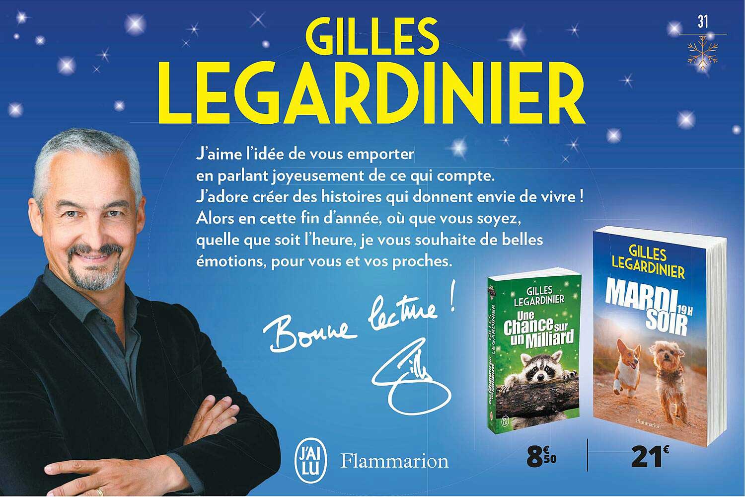 une chance sur un milliard, mardi 19h soir gilles legardinier