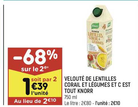 velouté de lentilles corail et légumes et c'est tout knorr