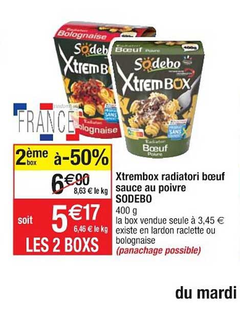 xtrembox radiotori bœuf sauce au poivre sodebo