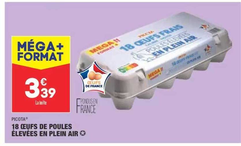 18 œufs de poules élevées en plein air picota