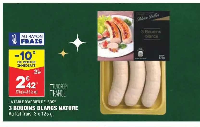 3 Boudins Blancs Nature La Table D'adrien Delbos