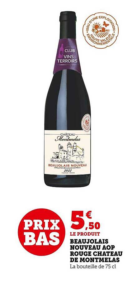 beaujolais nouveau aop rouge château de montmelas