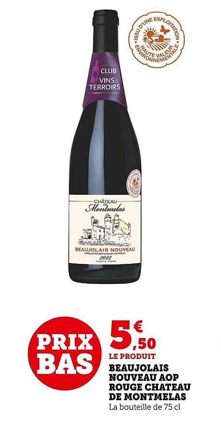Beaujolais Nouveau Aop Rouge Château De Montmelas
