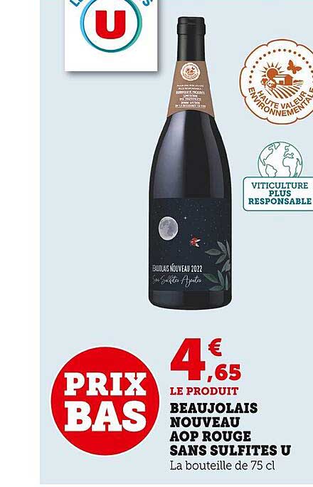 beaujolais nouveau aop rouge sans sulfites u
