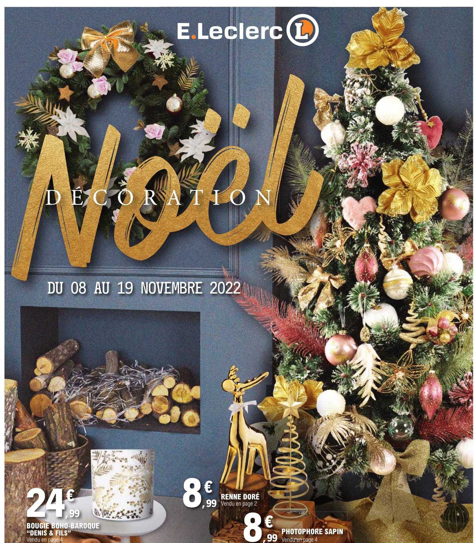 bougie boho-baroque "denis & fils", renne doré, photophore sapin