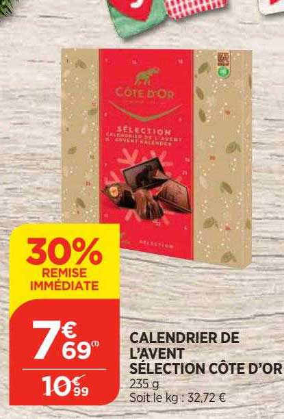 calendrier de l'avent sélection côte d'or