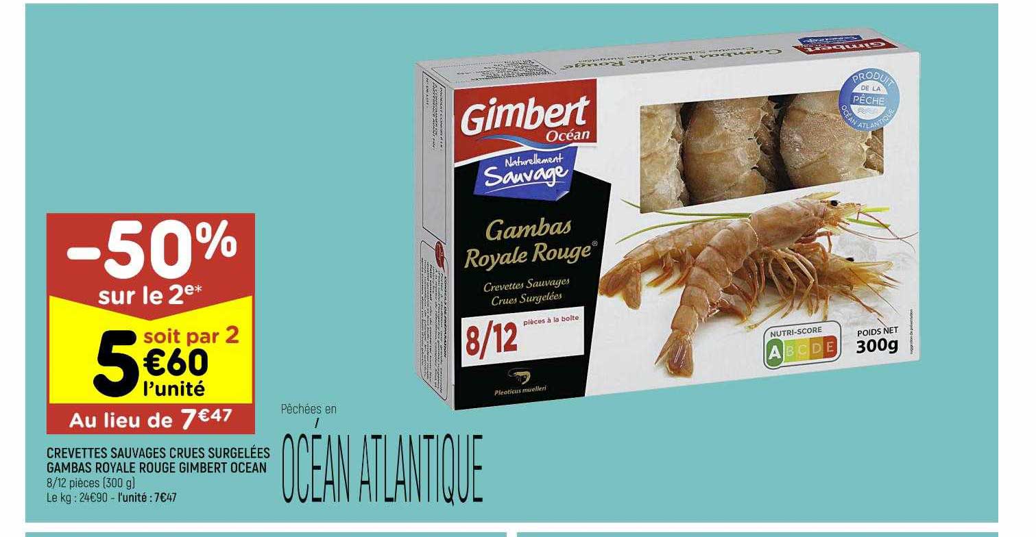 crevettes sauvages crues surgelées gambas royale rouge gimbert océan