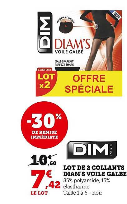 lot de 2 collants diam's voile galbe dim paris