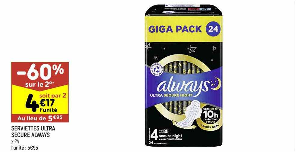 serviettes ultra secure always