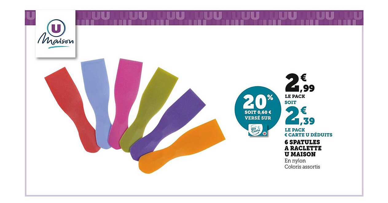 6 Spatules à Raclette U Maison