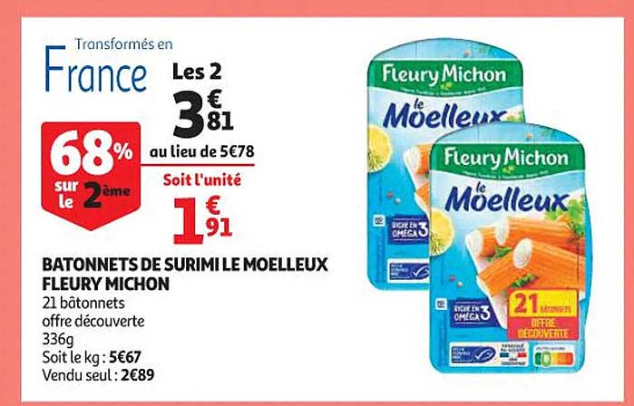 Bâtonnets De Surimi Le Moelleux Fleury Michon