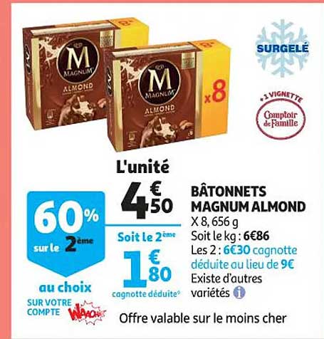 bâtonnets magnum almond