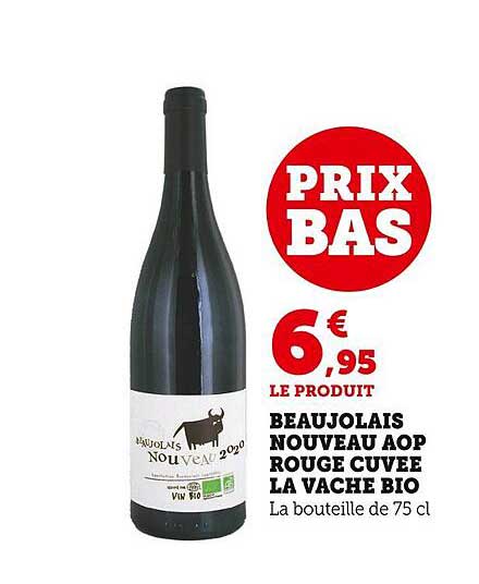 beaujolais nouveau aop rouge cuvée la vache bio