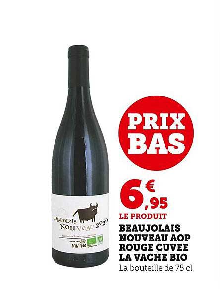 beaujolais nouveau aop rouge cuvée la vache bio