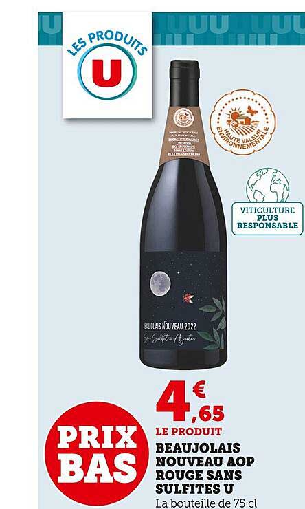 beaujolais nouveau aop rouge sans sulfites u