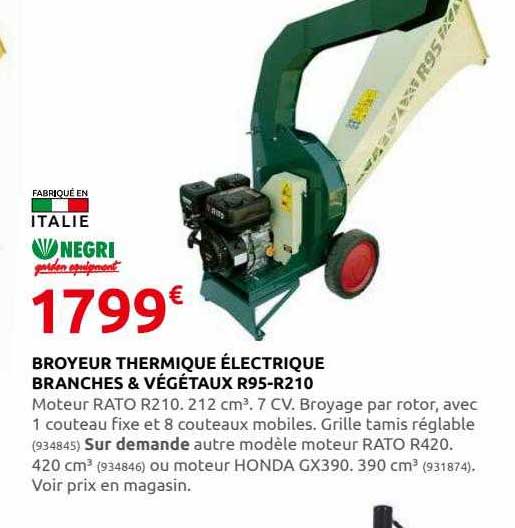 broyeur thermique électrique branches & végétaux r95-r210 negri