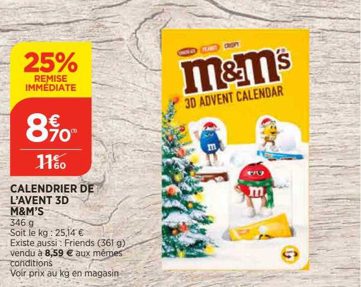 calendrier de l'avent 3d m&m's