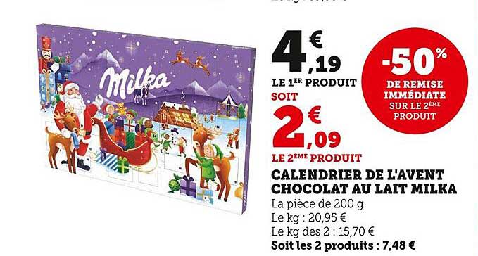 Calendrier De L'avent Chocolat Au Lait Milka