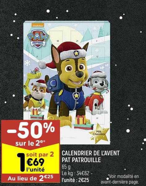 calendrier de l'avent pat patrouille