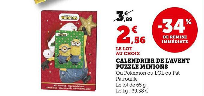 calendrier de l'avent puzzle minions