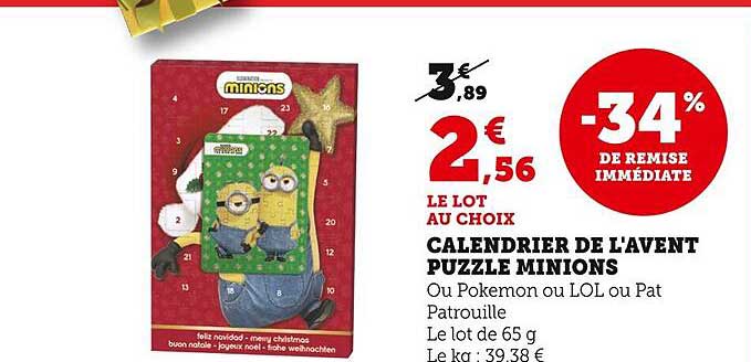 calendrier de l'avent puzzle minions