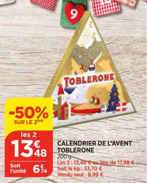 calendrier de l'avent toblerone