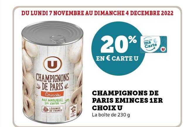 champignons de paris émincés 1er choix u