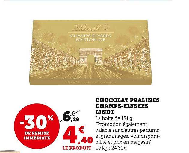 chocolat pralinés champs-élysées lindt