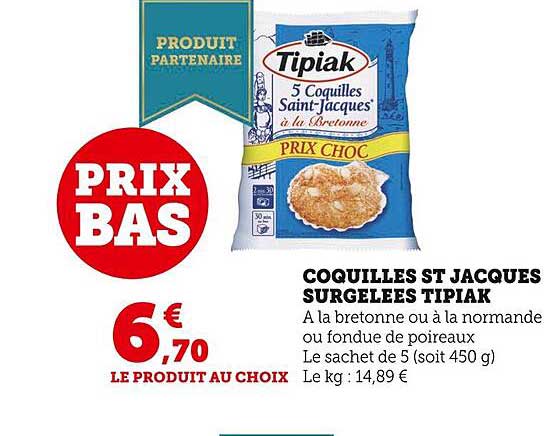 coquilles st jacques surgelées tipiak