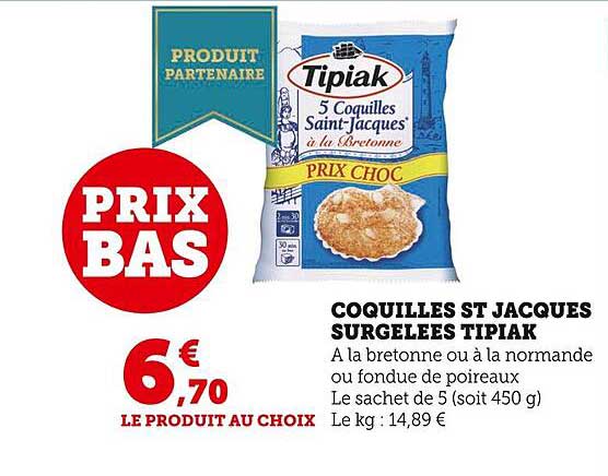 coquilles st jacques surgelées tipiak