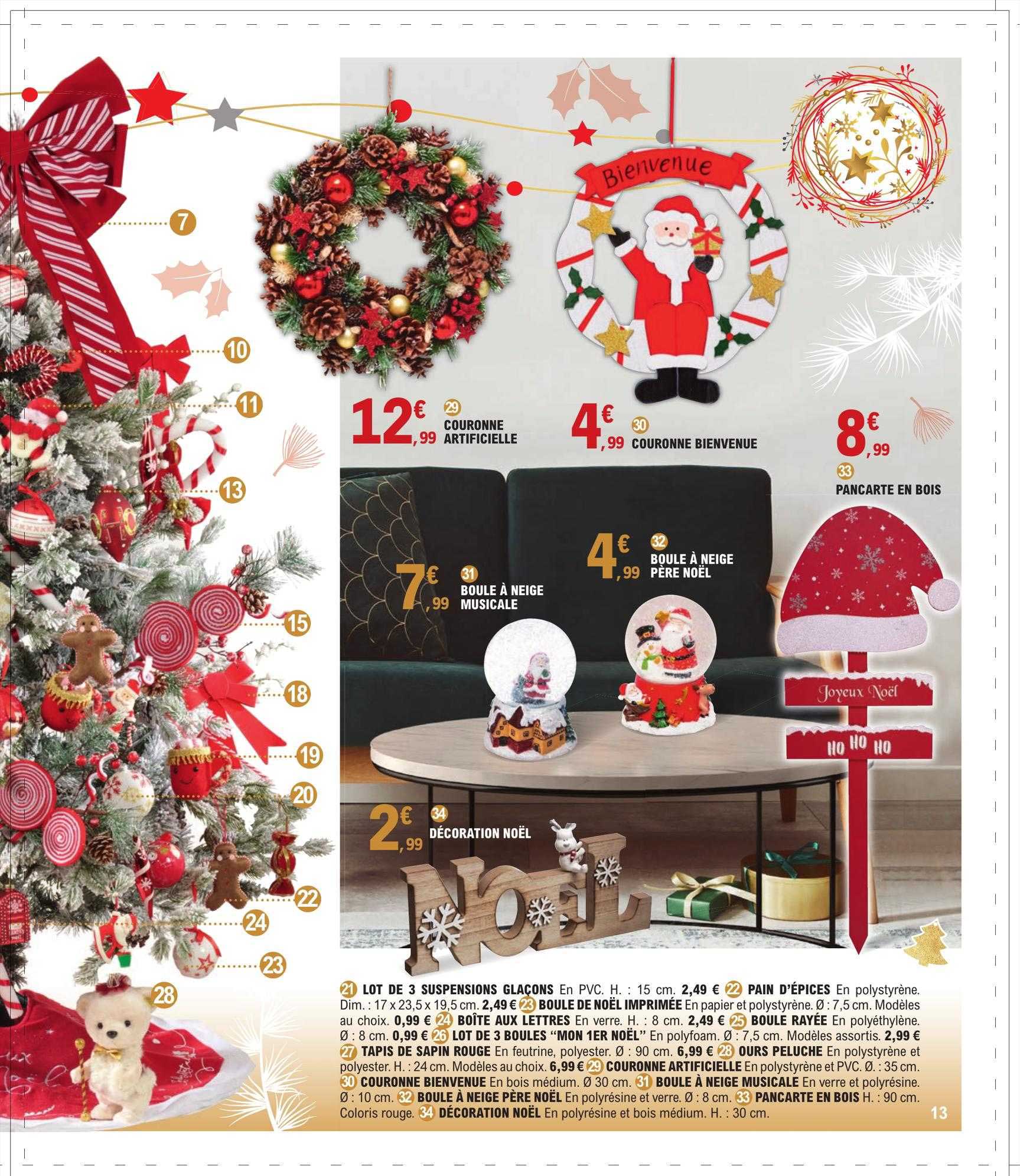 couronne artificielle, couronne bienvenue, pancarte en bois, boule à neige musicale, boule à neige père  noël, décoration noël, lot de 3 suspensions glaçons, pain d'épices, boule de noël imprimée