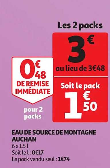 Eau De Source De Montagne Auchan