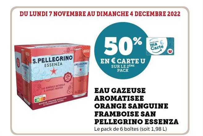 eau gazeuse aromatisée orange sanguine framboise san pellegrino essenza