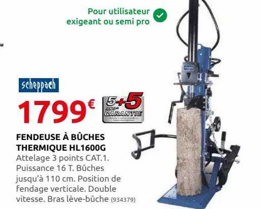 fendeuse à bûches thermiques hl1600g scheppach