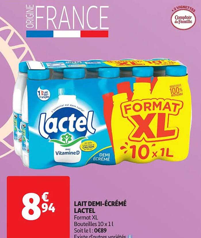 lait demi-écrémé lactel