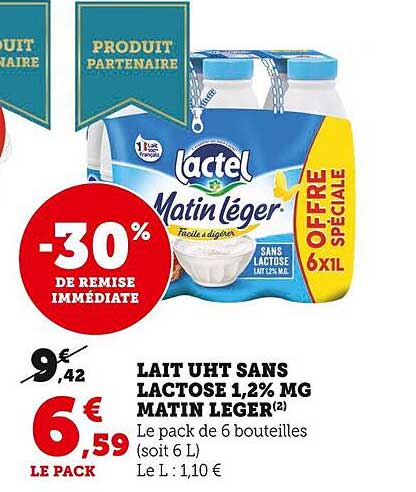 lait uht sans lactose 1,2% mg matin léger