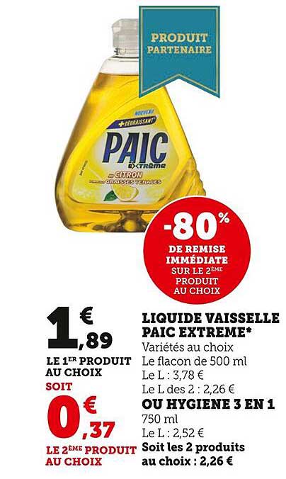 Liquide Vaisselle Paic Extrême Ou Hygiène 3 En 1