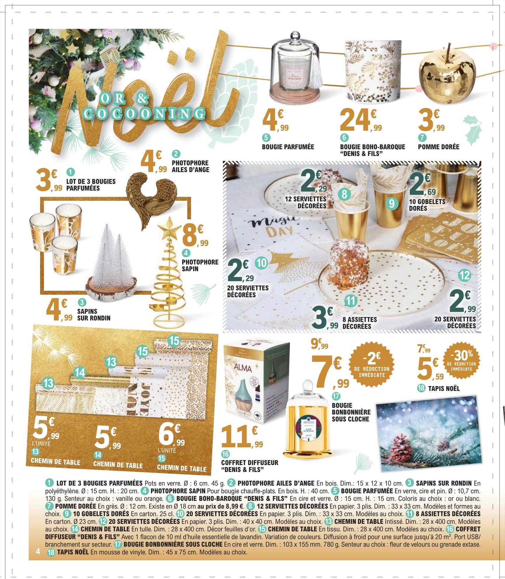 lot de 3 bougies parfumées, photophore ailes d'anges, sapins sur rondin, photophore sapin, bougie parfumée, bougie boho-baroque "denis & fils", pomme dorée, 20 serviettes décorées, 12 serviettes