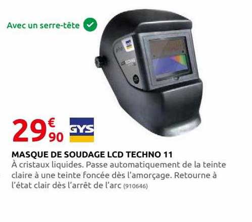 masque de soudage lcd techno 11 gys
