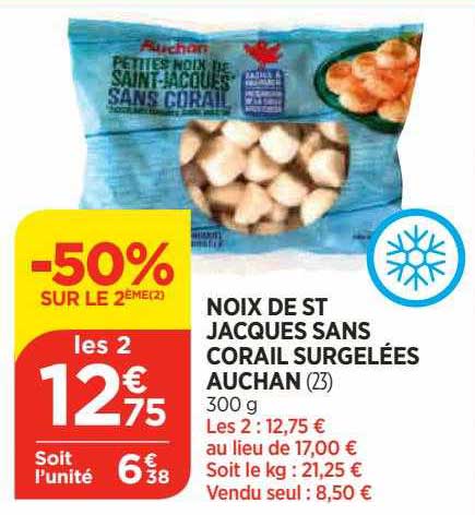 noix de st jacques sans corail surgelées auchan