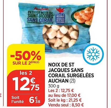 Noix De St Jacques Sans Corail Surgelées Auchan