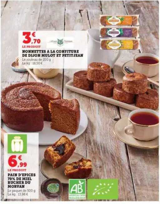 nonnettes à la confiture de dijon mulot et petit jean, pain d'épices 70% de miel rucher du morvan