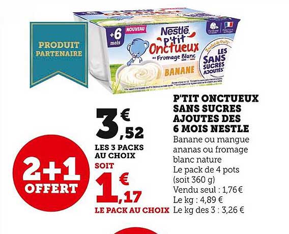P'tit Onctueux Sans Sucres Ajoutés Dès 6 Mois Nestlé