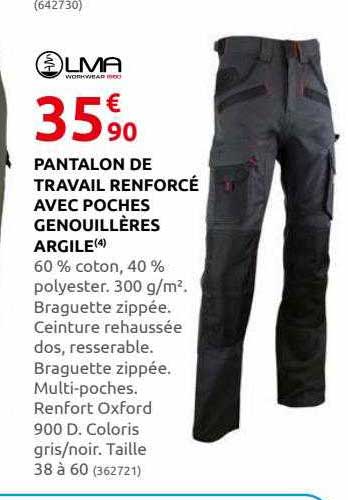 Pantalon De Travail Renforcé Avec Poches Genouillères Argile Livia
