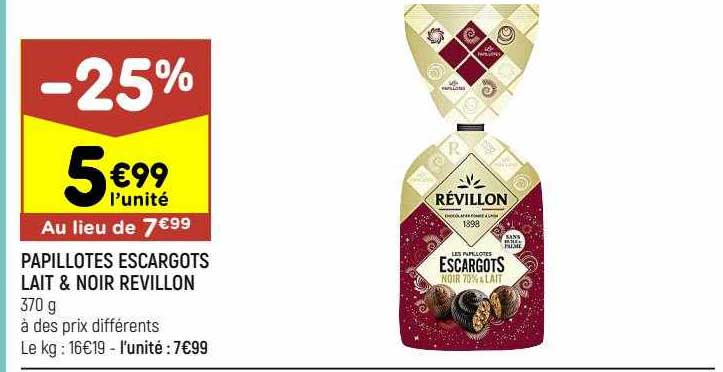 papillotes escargots lait & noir Révillon