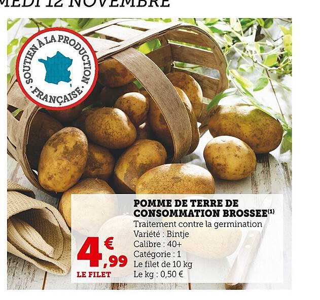 pomme de terre de consommation brossée