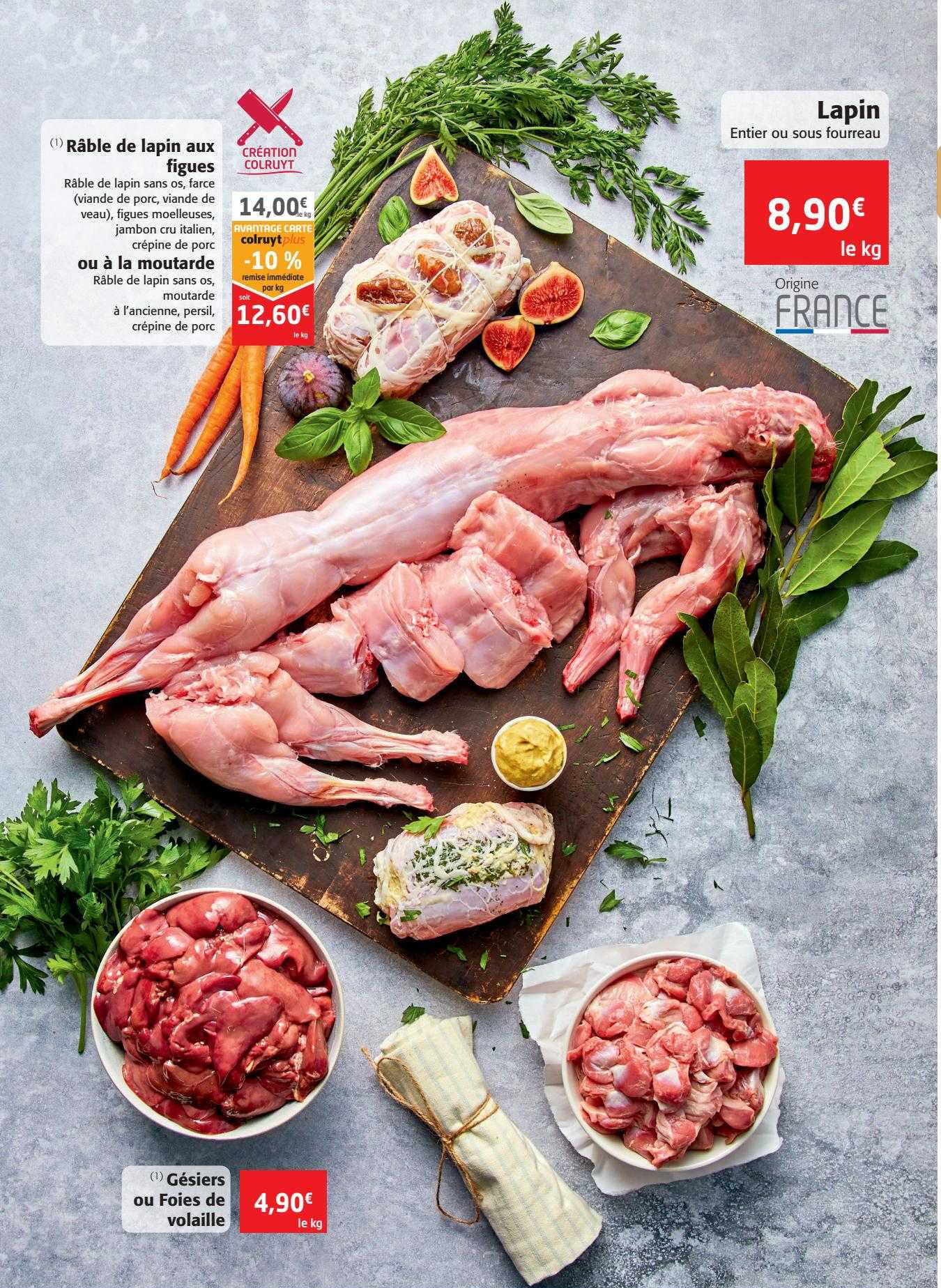 râble de lapin aux figues ou à la moutarde, lapin, gésiers ou foie de volailles