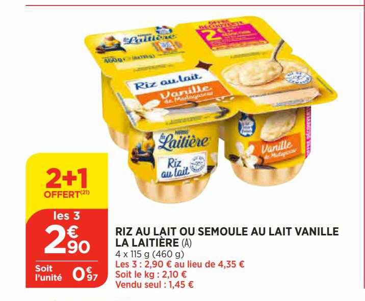 Riz Au Lait Ou Semoule Au Lait Vanille La Laitière