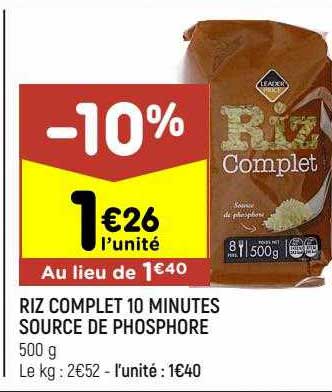 riz complet 10 minutes source de phosphore