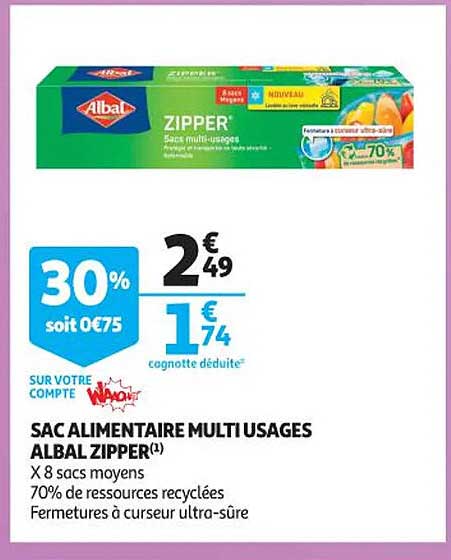 sac alimentaire multi usages albal zipper